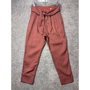 Cartonnier Anthropologie Paperbag Waist Tapered Pants Rust Lyocell 00P Petite